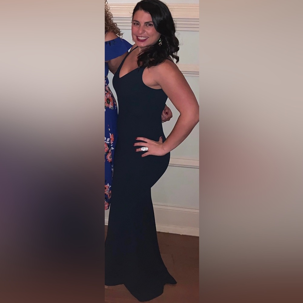 Floor length dress with cut out in back